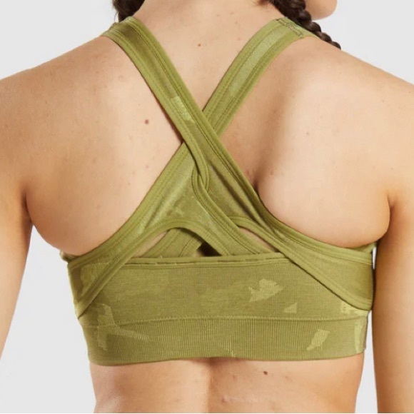 Gymshark Adapt Camo Seamless Sports Bra Griffin Green Medium Support M - Picture 4 of 11